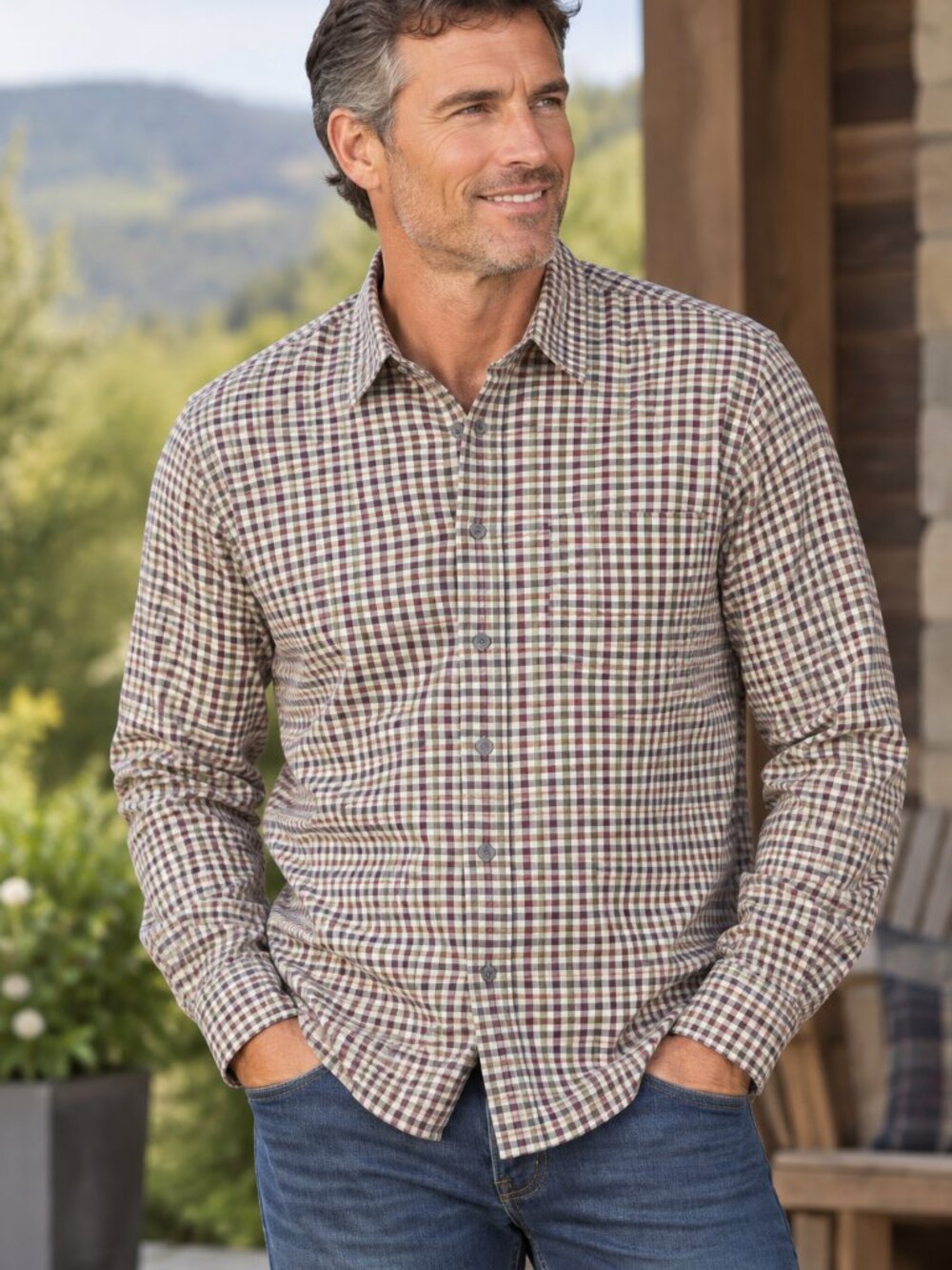 Hathaway Micro Fibre Suede Plaid Shirt